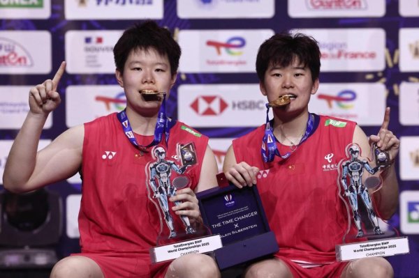 中国组合刘圣书/谭宁夺得羽毛球世锦赛女双冠军