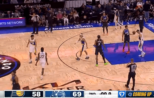 半场：魔术以69-58卓越步碾儿者，布莱克内史姑娘各砍18分